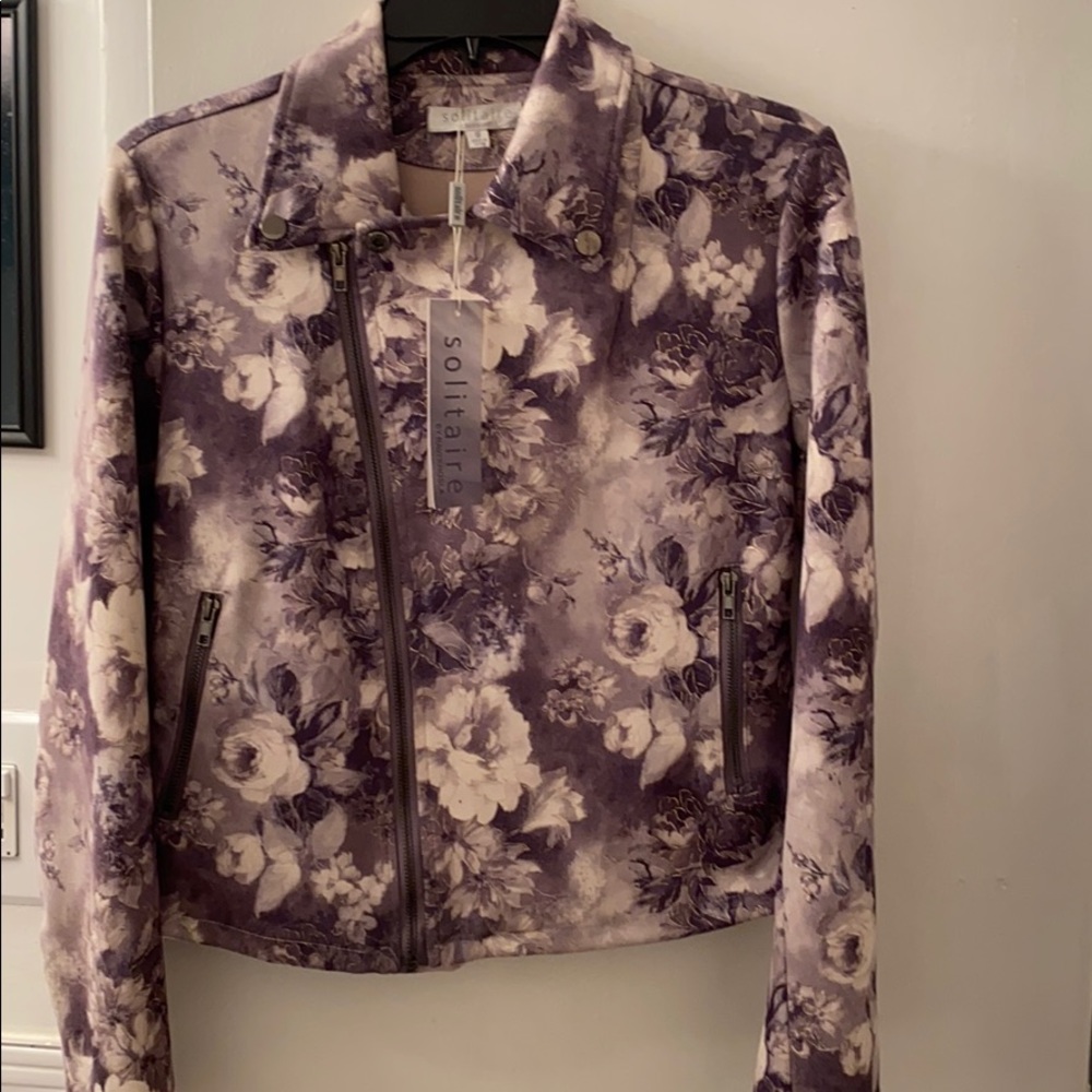 Solitaire floral suede blazer